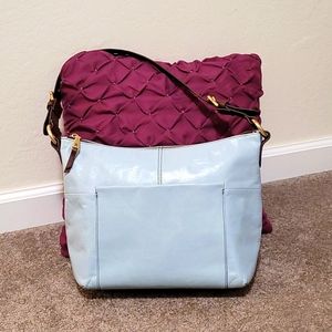 HOBO Charlie Shoulder Bag, Light Blue, Brown, Matte Gold